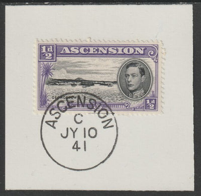 Ascension 1938 KG6 Pictorial 1/2d black & violet on piece with full strike of Madame Joseph forged postmark type 26