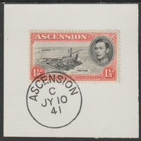 Ascension 1938 KG6 Pictorial 1.5d black & vermilion on piece with full strike of Madame Joseph forged postmark type 26