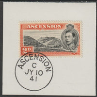 Ascension 1938 KG6 Pictorial 2d black & red-orange on piece with full strike of Madame Joseph forged postmark type 26