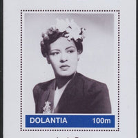 Dolantia (Fantasy) Billie Holiday imperf deluxe sheetlet on glossy card (75 x 103 mm) unmounted mint