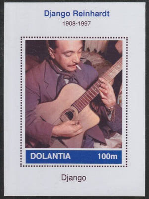 Dolantia (Fantasy) Django Reinhardt imperf deluxe sheetlet on glossy card (75 x 103 mm) unmounted mint