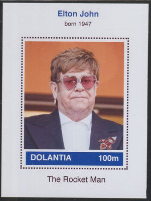 Dolantia (Fantasy) Elton John imperf deluxe sheetlet on glossy card (75 x 103 mm) unmounted mint