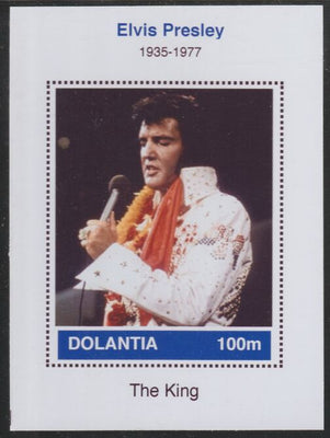 Dolantia (Fantasy) Elvis Presley imperf deluxe sheetlet on glossy card (75 x 103 mm) unmounted mint