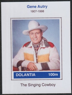 Dolantia (Fantasy) Gene Autry imperf deluxe sheetlet on glossy card (75 x 103 mm) unmounted mint