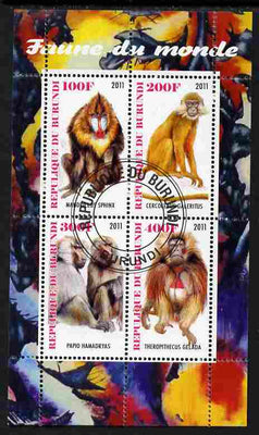 Burundi 2011 Fauna of the World - Monkeys perf sheetlet containing 4 values fine cto used