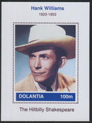 Dolantia (Fantasy) Hank Williams imperf deluxe sheetlet on glossy card (75 x 103 mm) unmounted mint