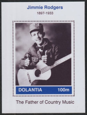 Dolantia (Fantasy) Jimmie Rodgers imperf deluxe sheetlet on glossy card (75 x 103 mm) unmounted mint