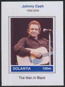 Dolantia (Fantasy) Johnny Cash imperf deluxe sheetlet on glossy card (75 x 103 mm) unmounted mint