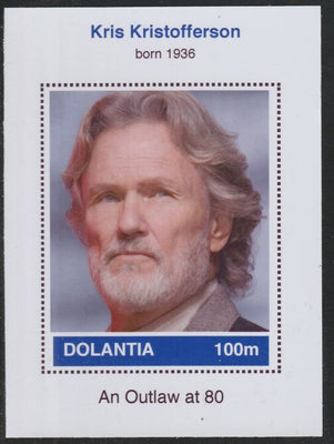 Dolantia (Fantasy) Kris Kristofferson imperf deluxe sheetlet on glossy card (75 x 103 mm) unmounted mint