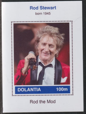 Dolantia (Fantasy) Rod Stewart imperf deluxe sheetlet on glossy card (75 x 103 mm) unmounted mint