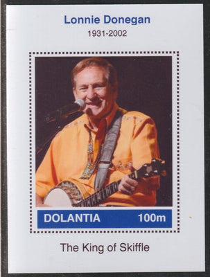 Dolantia (Fantasy) Lonnie Donegan imperf deluxe sheetlet on glossy card (75 x 103 mm) unmounted mint