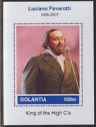 Dolantia (Fantasy) Luciano Pavarotti imperf deluxe sheetlet on glossy card (75 x 103 mm) unmounted mint