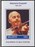 Dolantia (Fantasy) Stephane Grappelli imperf deluxe sheetlet on glossy card (75 x 103 mm) unmounted mint
