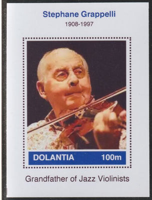 Dolantia (Fantasy) Stephane Grappelli imperf deluxe sheetlet on glossy card (75 x 103 mm) unmounted mint