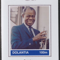 Dolantia (Fantasy) Louis Armstrong imperf deluxe sheetlet on glossy card (75 x 103 mm) unmounted mint