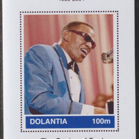 Dolantia (Fantasy) Ray Charles imperf deluxe sheetlet on glossy card (75 x 103 mm) unmounted mint
