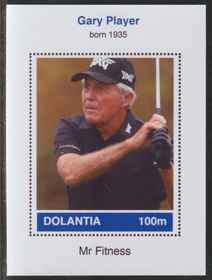 Dolantia (Fantasy) Gary Player imperf deluxe sheetlet on glossy card (75 x 103 mm) unmounted mint