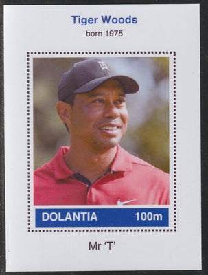Dolantia (Fantasy) Tiger Woods imperf deluxe sheetlet on glossy card (75 x 103 mm) unmounted mint