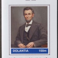 Dolantia (Fantasy) Abraham Lincoln imperf deluxe sheetlet on glossy card (75 x 103 mm) unmounted mint