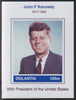 Dolantia (Fantasy) John F Kennedy imperf deluxe sheetlet on glossy card (75 x 103 mm) unmounted mint
