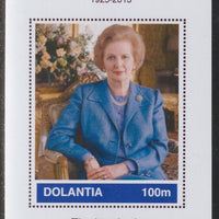 Dolantia (Fantasy) Margaret Thatcher imperf deluxe sheetlet on glossy card (75 x 103 mm) unmounted mint