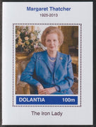 Dolantia (Fantasy) Margaret Thatcher imperf deluxe sheetlet on glossy card (75 x 103 mm) unmounted mint