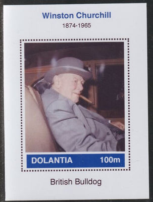 Dolantia (Fantasy) Winston Churchill imperf deluxe sheetlet on glossy card (75 x 103 mm) unmounted mint