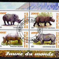 Burundi 2011 Fauna of the World - Rhinoceros perf sheetlet containing 4 values fine cto used