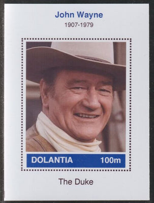 Dolantia (Fantasy) John Wayne imperf deluxe sheetlet on glossy card (75 x 103 mm) unmounted mint