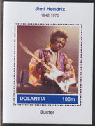 Dolantia (Fantasy) Jimi Hendrix imperf deluxe sheetlet on glossy card (75 x 103 mm) unmounted mint