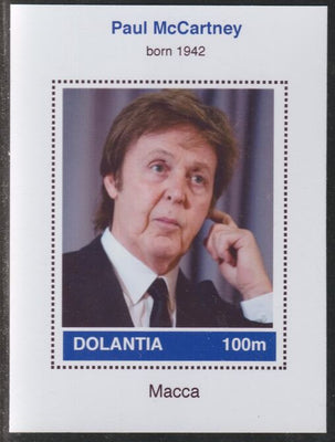 Dolantia (Fantasy) Paul McCartney imperf deluxe sheetlet on glossy card (75 x 103 mm) unmounted mint