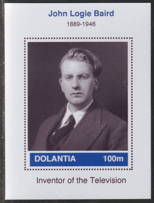 Dolantia (Fantasy) John Logie Baird imperf deluxe sheetlet on glossy card (75 x 103 mm) unmounted mint