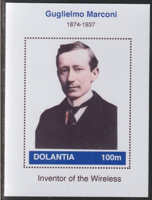 Dolantia (Fantasy) Guglielmo Marconi imperf deluxe sheetlet on glossy card (75 x 103 mm) unmounted mint
