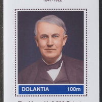 Dolantia (Fantasy) Thomas Edison imperf deluxe sheetlet on glossy card (75 x 103 mm) unmounted mint