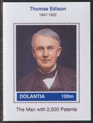 Dolantia (Fantasy) Thomas Edison imperf deluxe sheetlet on glossy card (75 x 103 mm) unmounted mint