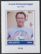 Dolantia (Fantasy) Arnold Schwarzenegger imperf deluxe sheetlet on glossy card (75 x 103 mm) unmounted mint