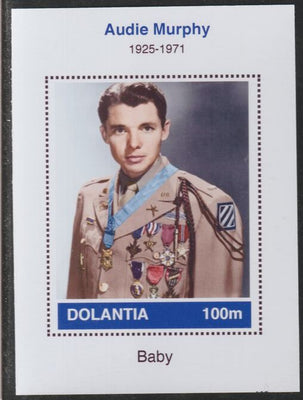 Dolantia (Fantasy) Audie Murphy imperf deluxe sheetlet on glossy card (75 x 103 mm) unmounted mint