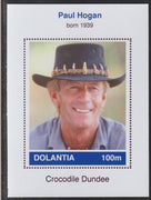 Dolantia (Fantasy) Paul Hogan imperf deluxe sheetlet on glossy card (75 x 103 mm) unmounted mint