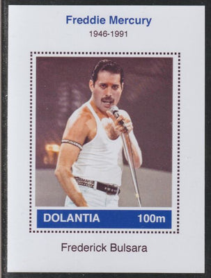 Dolantia (Fantasy) Freddie Mercury imperf deluxe sheetlet on glossy card (75 x 103 mm) unmounted mint