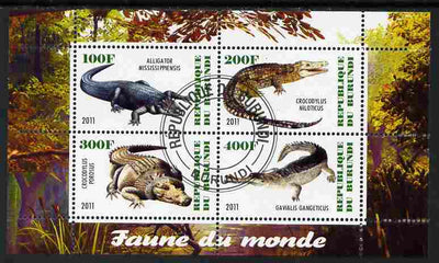 Burundi 2011 Fauna of the World - Crocodles perf sheetlet containing 4 values fine cto used