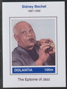 Dolantia (Fantasy) Sidney Bechet imperf deluxe sheetlet on glossy card (75 x 103 mm) unmounted mint