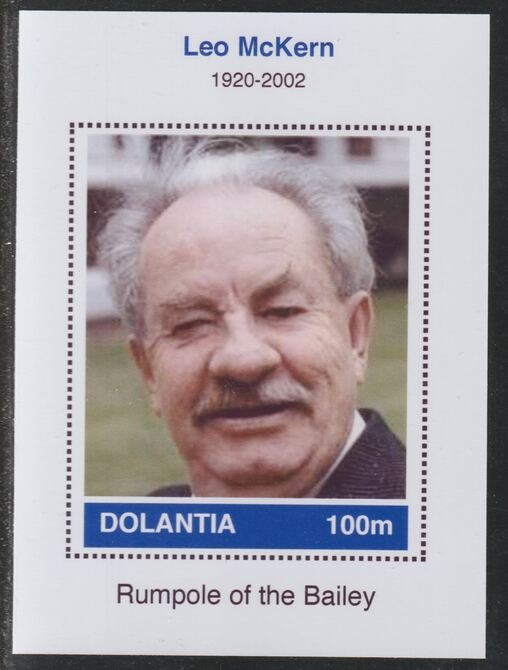 Dolantia (Fantasy) Leo McKern imperf deluxe sheetlet on glossy card (75 x 103 mm) unmounted mint