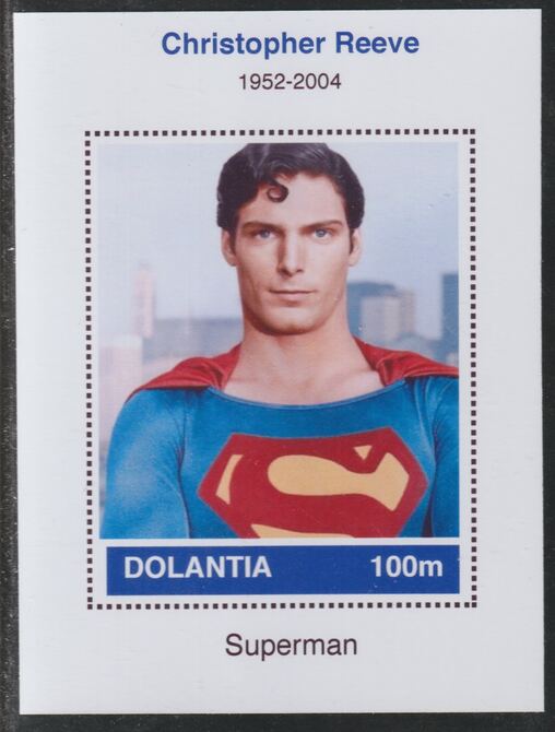 Dolantia (Fantasy) Christopher Reeve imperf deluxe sheetlet on glossy card (75 x 103 mm) unmounted mint