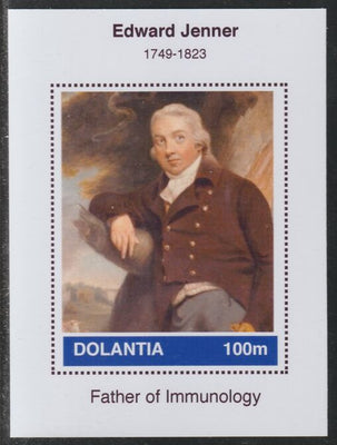 Dolantia (Fantasy) Edward Jenner imperf deluxe sheetlet on glossy card (75 x 103 mm) unmounted mint