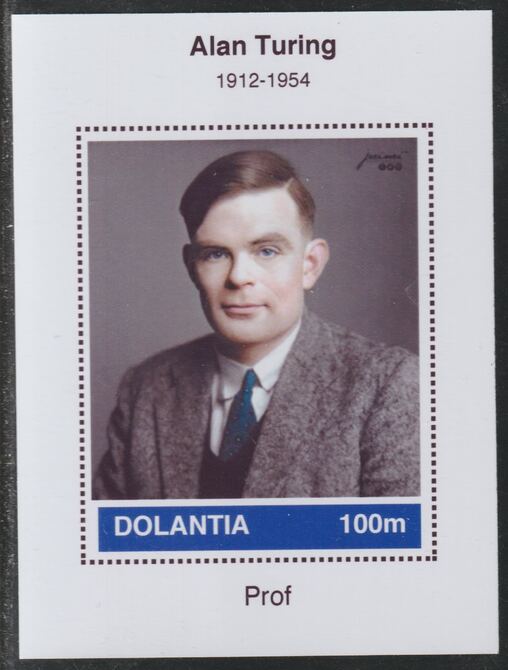 Dolantia (Fantasy) Alan Turing imperf deluxe sheetlet on glossy card (75 x 103 mm) unmounted mint
