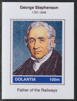 Dolantia (Fantasy) George Stephenson imperf deluxe sheetlet on glossy card (75 x 103 mm) unmounted mint