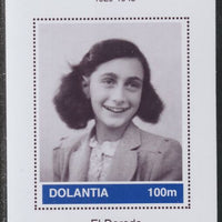 Dolantia (Fantasy) Anne Frank imperf deluxe sheetlet on glossy card (75 x 103 mm) unmounted mint