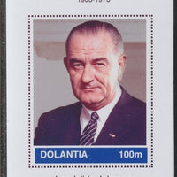 Dolantia (Fantasy) Lyndon B Johnson imperf deluxe sheetlet on glossy card (75 x 103 mm) unmounted mint