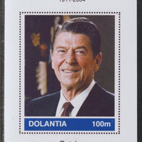 Dolantia (Fantasy) Ronald Reagan imperf deluxe sheetlet on glossy card (75 x 103 mm) unmounted mint