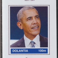 Dolantia (Fantasy) Barack Obama imperf deluxe sheetlet on glossy card (75 x 103 mm) unmounted mint